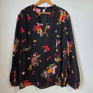 EUC OLD NAVY FLORAL V NECK LONGSLEEVES TOP SIZE XL TALL
